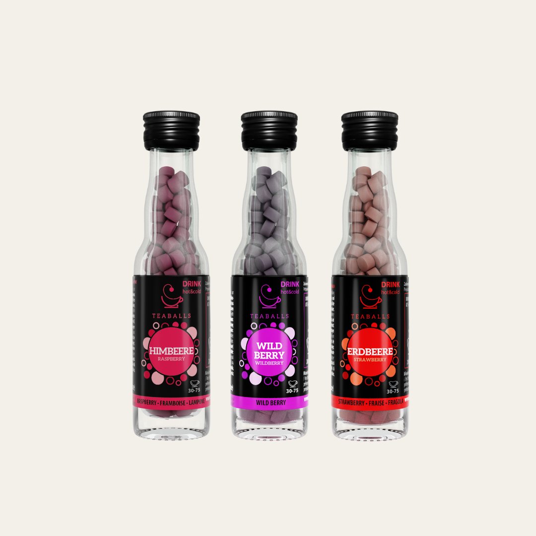 3er Set Beeren Mix I Himbeere, Wild Berry, Erdbeere - Teaballs