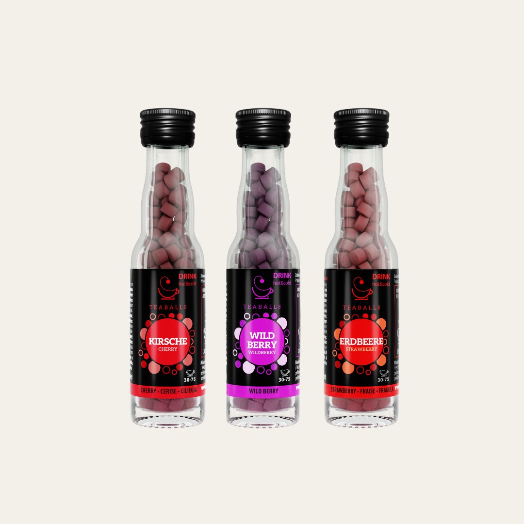 3er Set Fruit Mix I Erdbeere, Wildberry, Kirsche - Teaballs